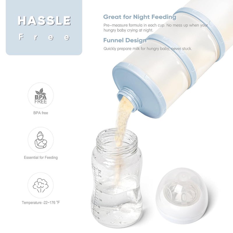 Termichy Stackable Formula Dispenser Portable Milk Powder Container, 2 Pack, Misty Blue - Image 4